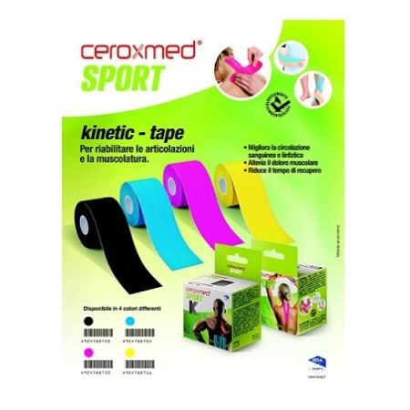 Ceroxmed Sport Kinetic Tape Blu Bendaggio Adesivo Elastico