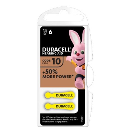 Duracell EasyTab 10 Giallo Batterie Apparecchio Acustico 6 Batterie